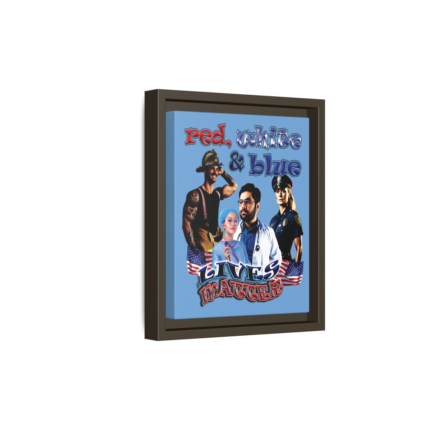 rw&b lives matter - framed canvas art (light blue)
