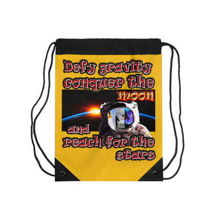 defy conquer reach - Drawstring Bag (yellow)