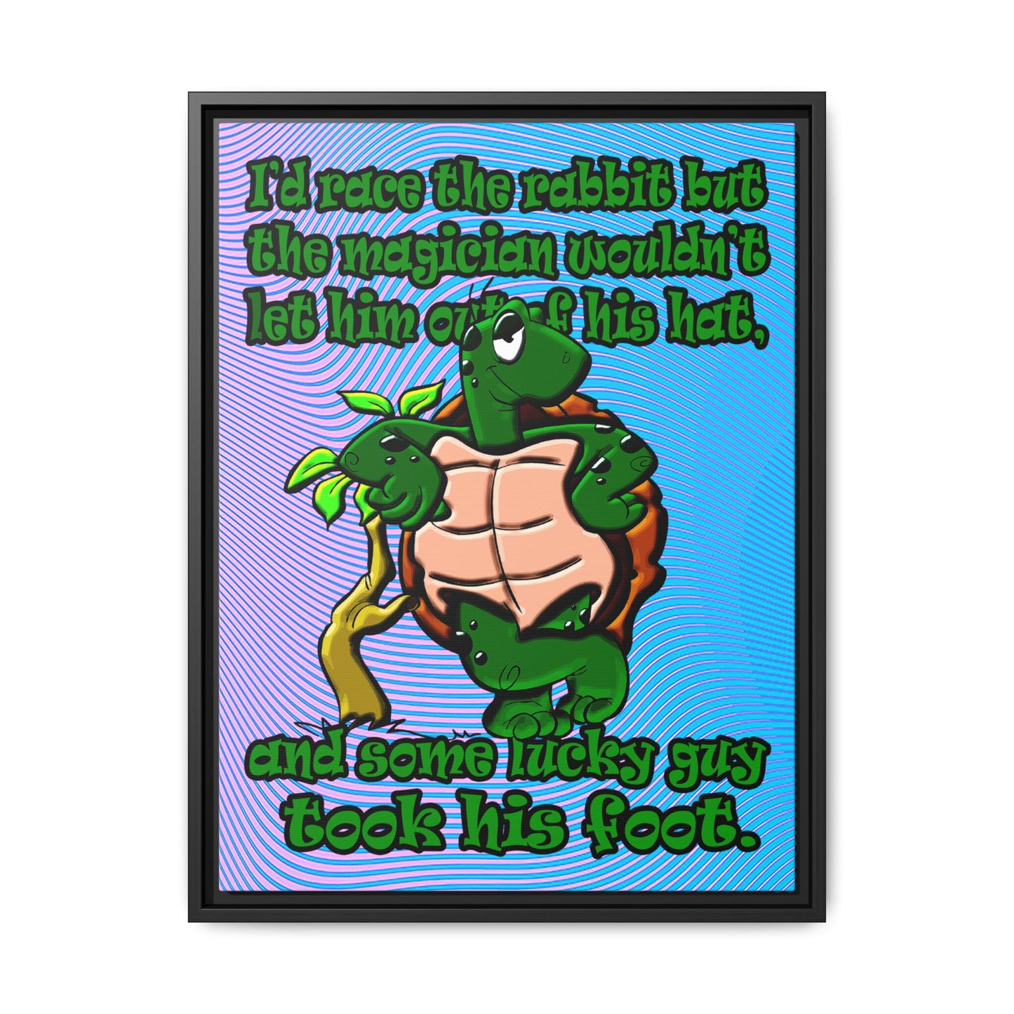 turtle race - framed canvas art (light blue-purple wave)