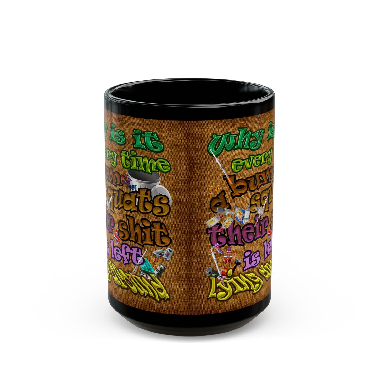the bum's shit - Black Mug (brown papyrus)