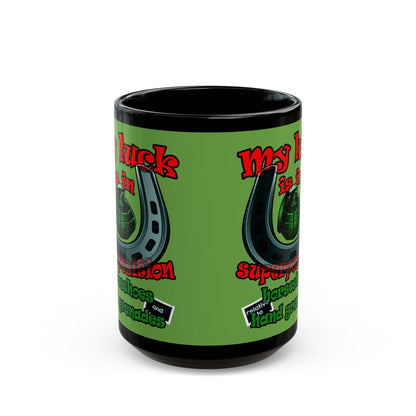 my luck - Black Mug (green)