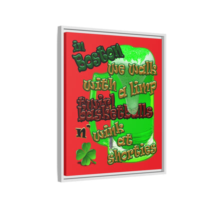 celtics logo - framed canvas art (red)