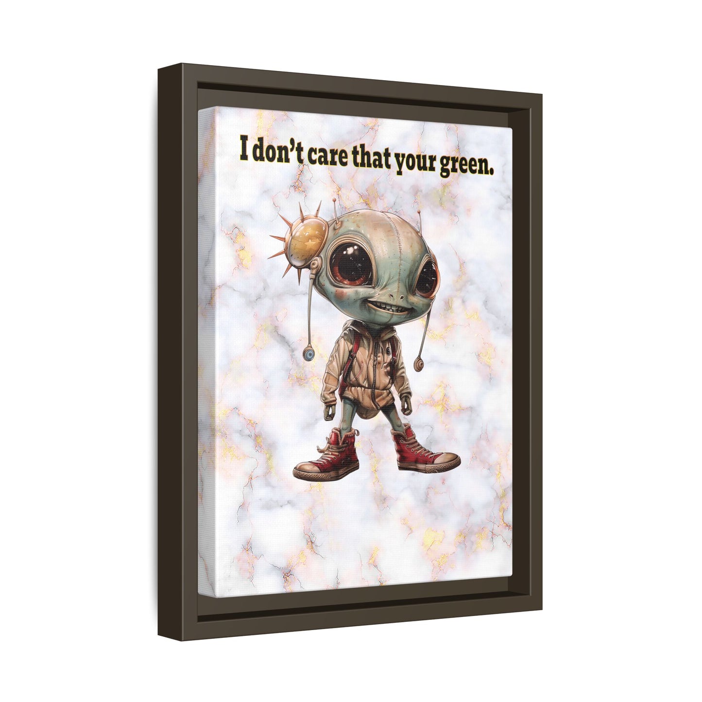 I don't care that your green - framed canvas art (white marble)