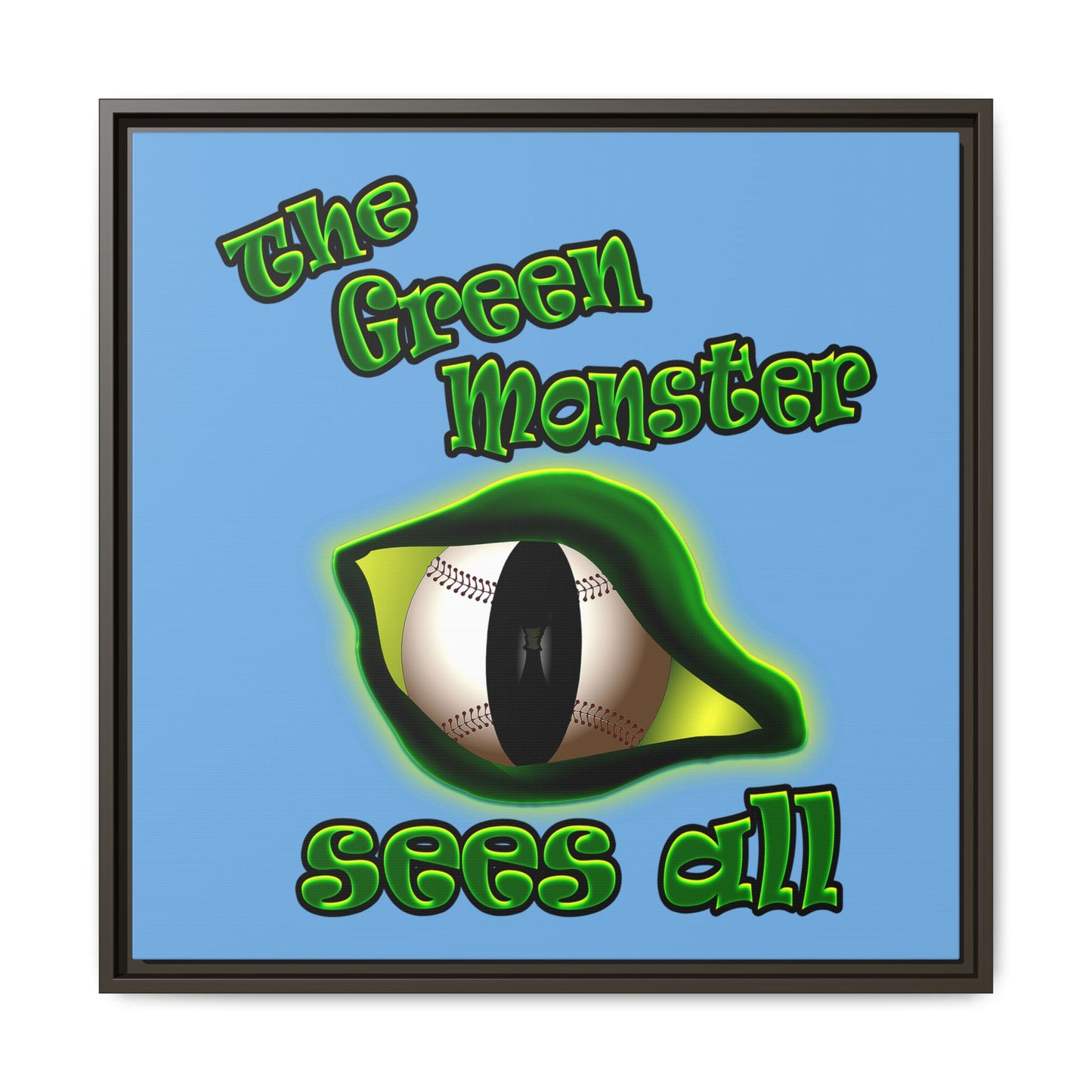 green monster - framed canvas art (light blue)
