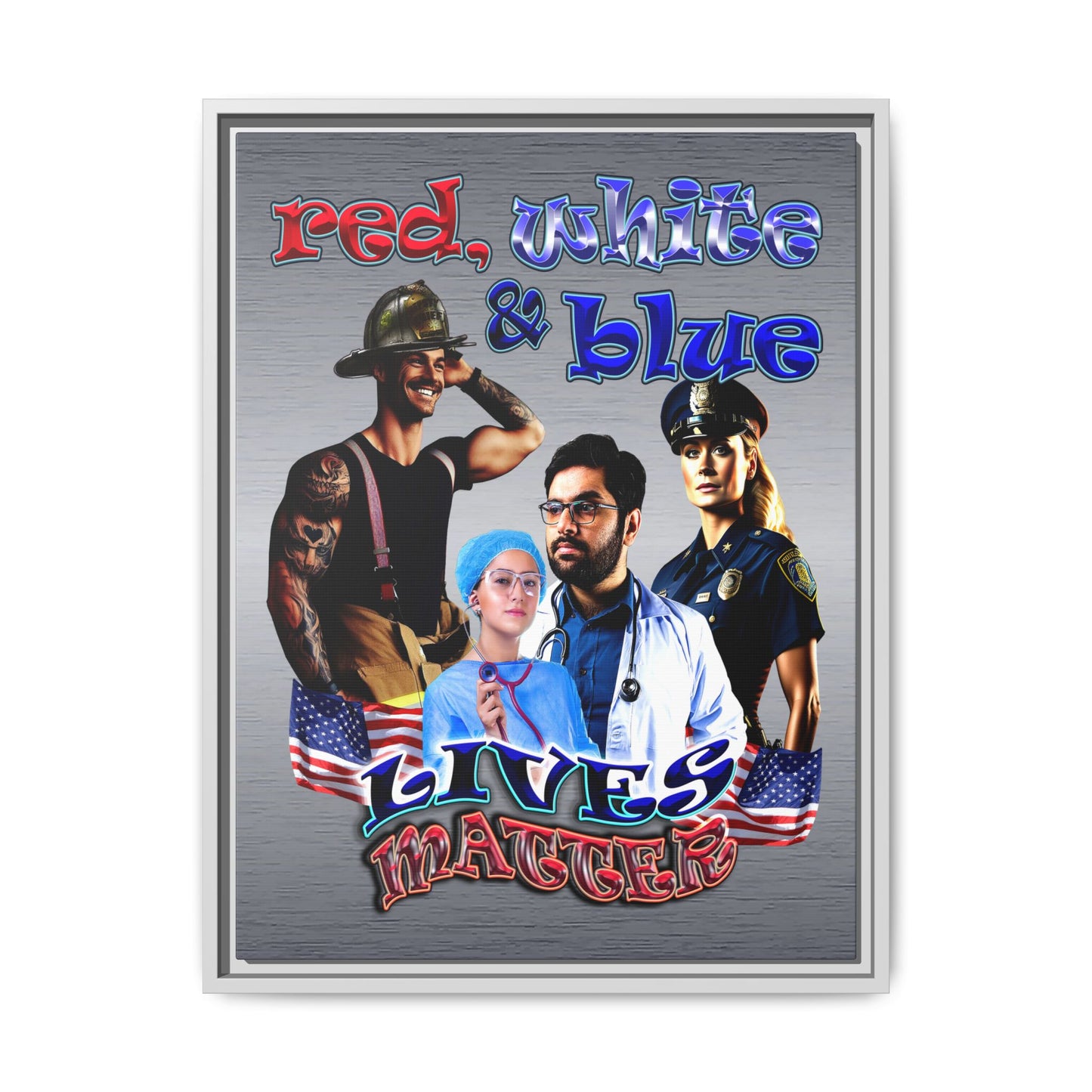 rw&b lives matter - framed canvas art (brushed nickel)