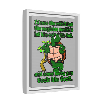 turtle race - framed canvas art (light grey)