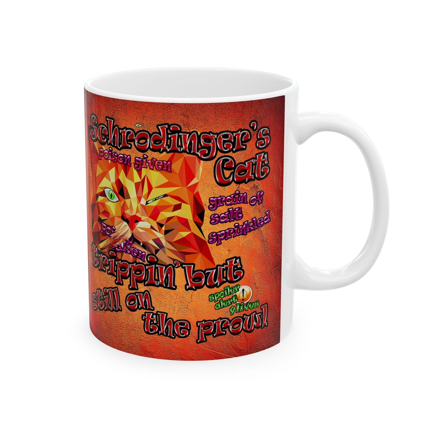 schrodinger's cat - White Mug (burnt orange)