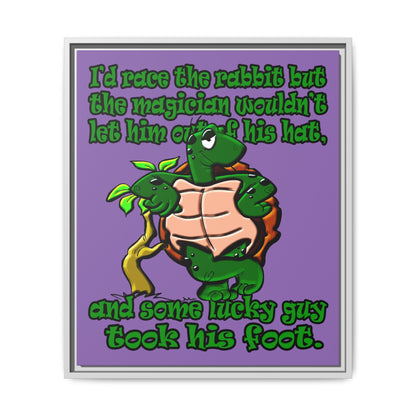 turtle race - framed canvas art (light purple)