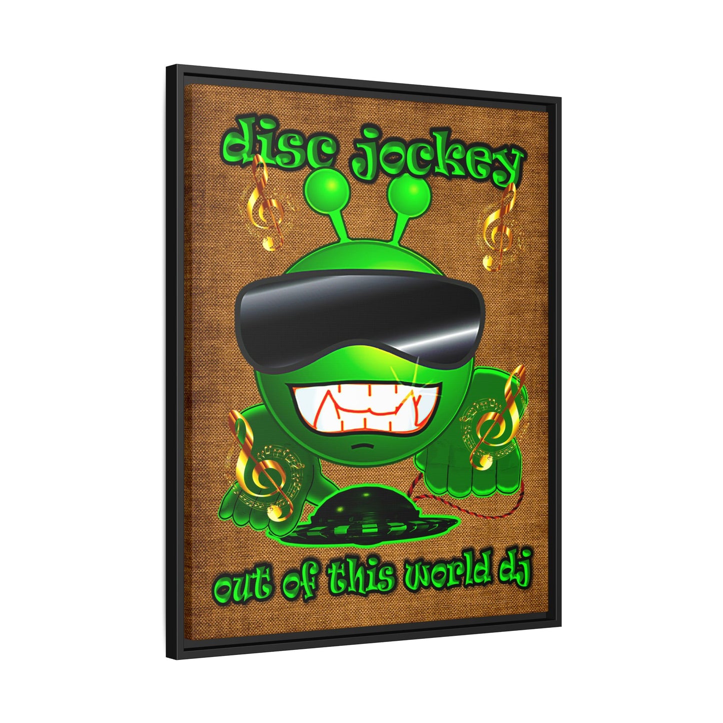 disc jockey - framed canvas art (brown papyrus)