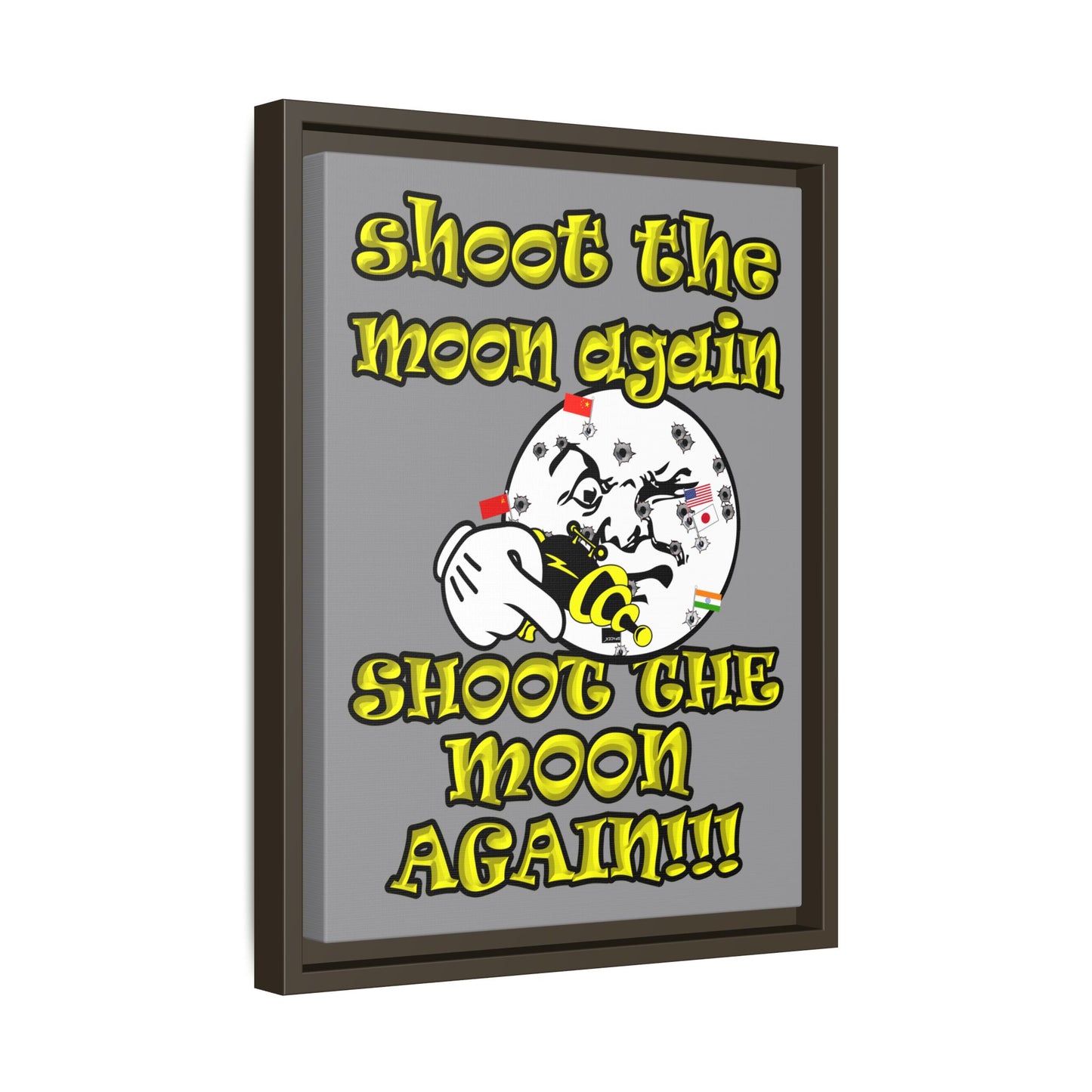 shoot the moon again - framed canvas art (grey)