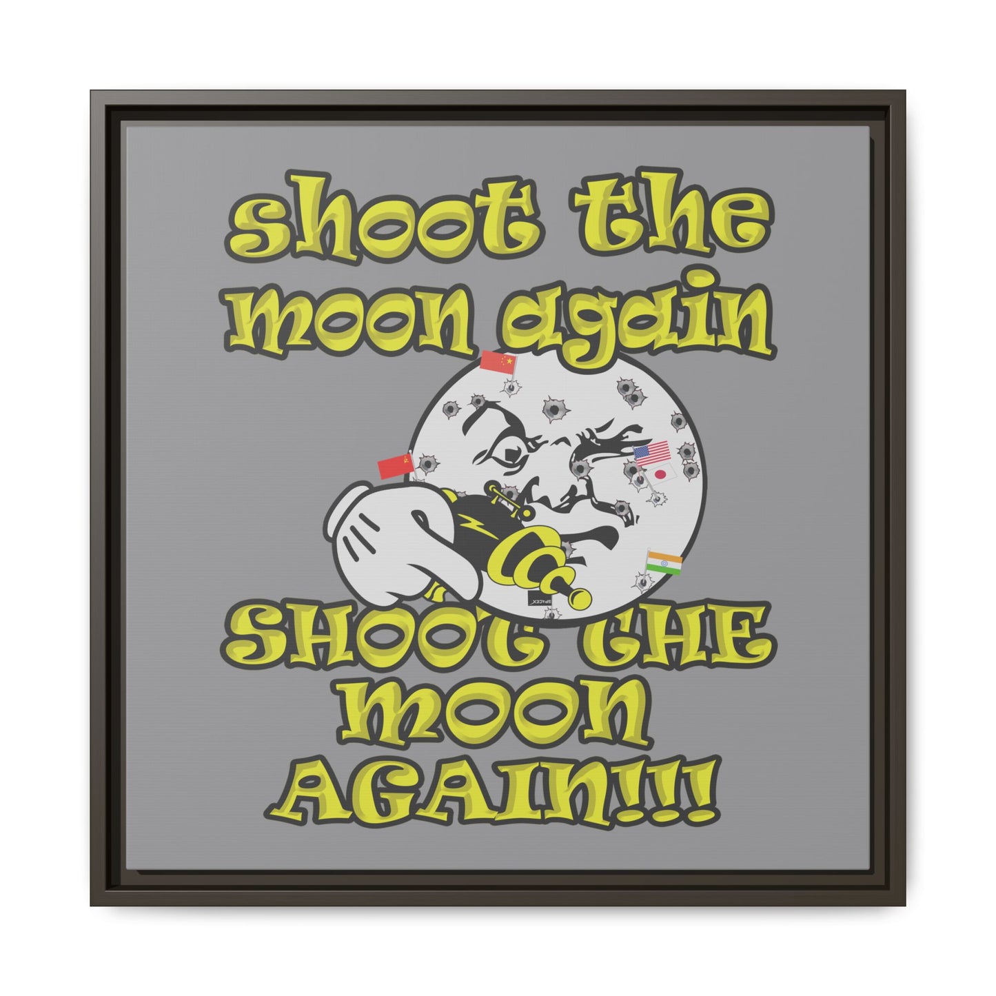 shoot the moon again - framed canvas art (grey)