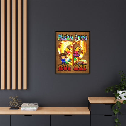 love peace - framed canvas art (brown papyrus)