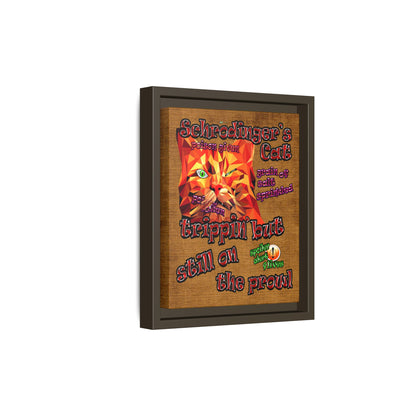schrodinger's cat - framed canvas art (brown papyrus)