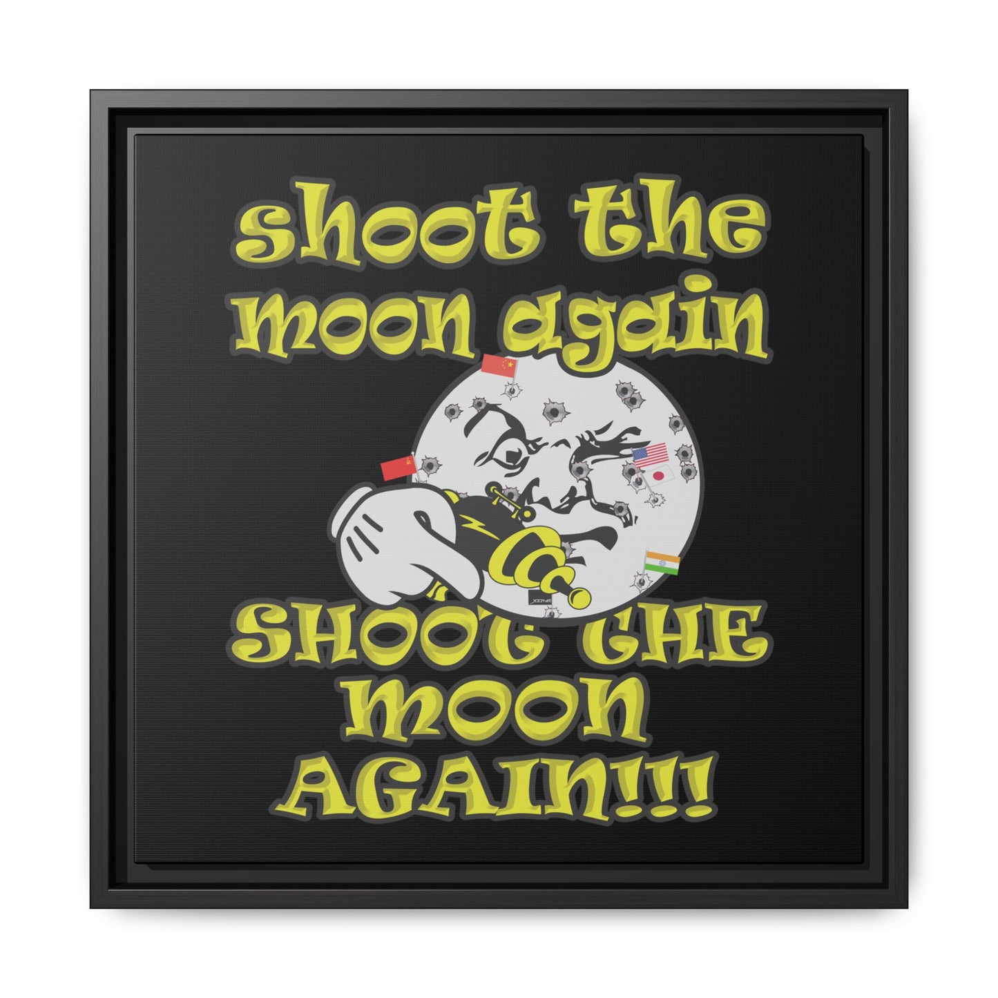 shoot the moon again - framed canvas art (black)