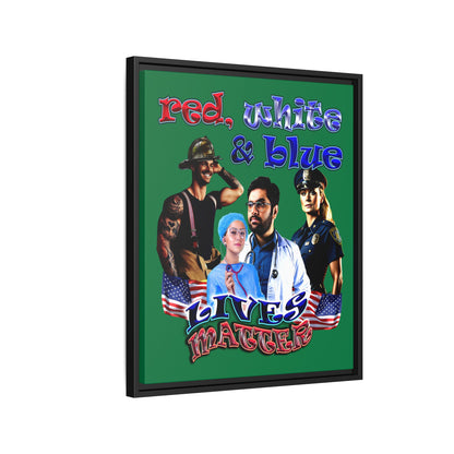 rw&b lives matter - framed canvas art (dark green)