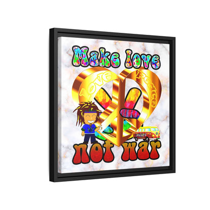 love peace - framed canvas art (white marble)