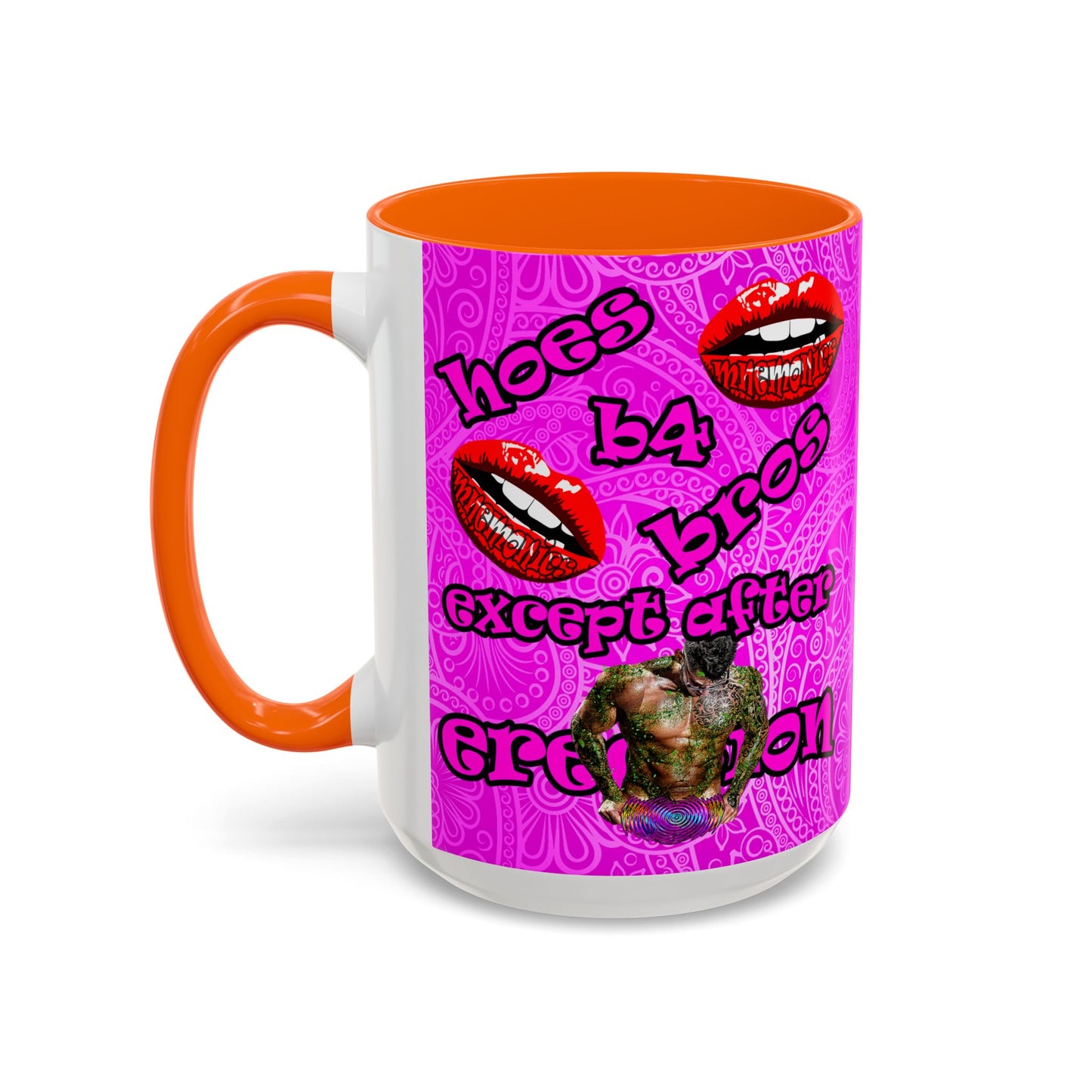 hoes b4 bros - Accent Mug (pink swirl)
