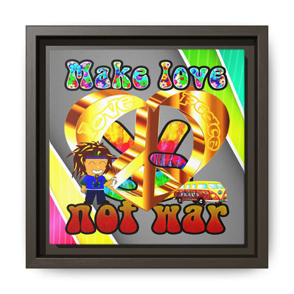 love peace - framed canvas art (rainbow split)
