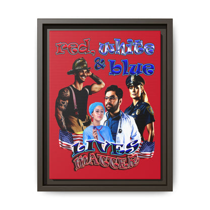 rw&b lives matter - framed canvas art (dark red)