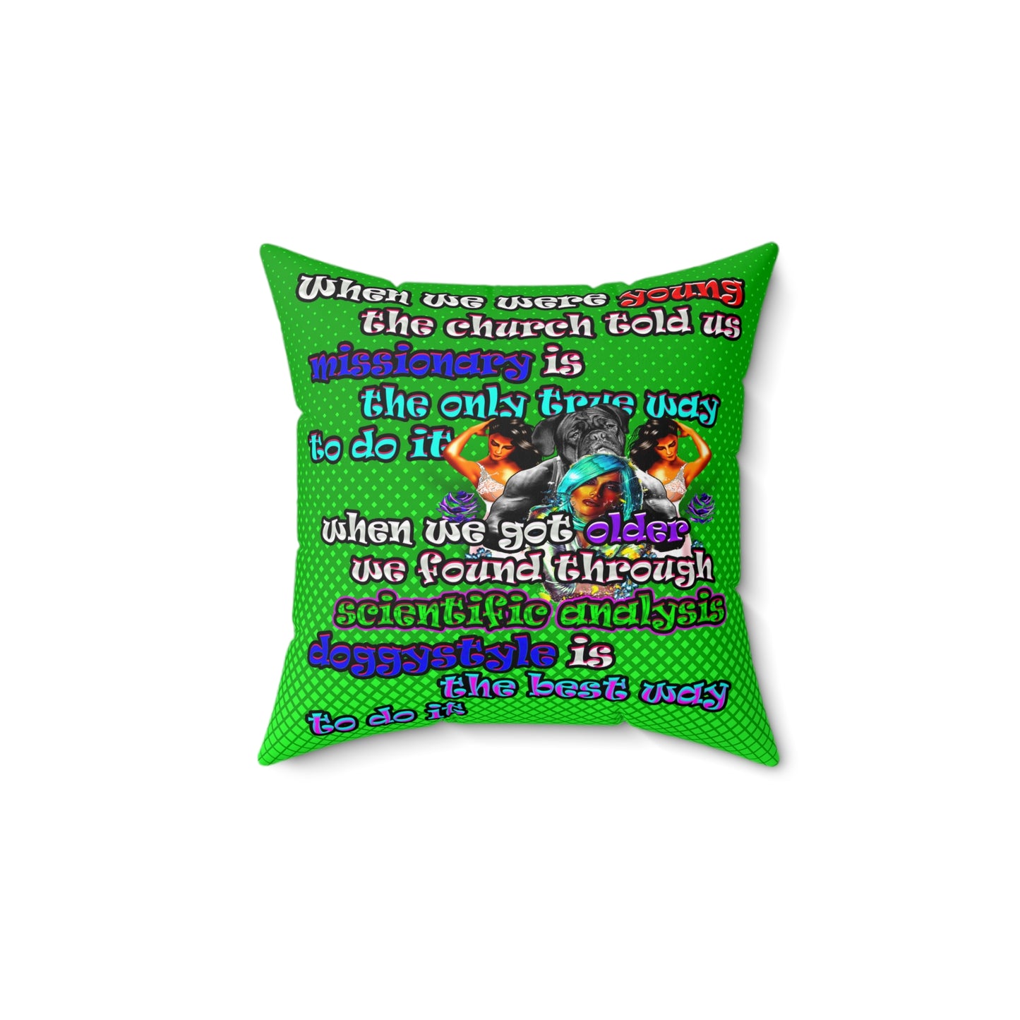 doggystyle - Spun Polyester Square Pillow - (logo green)