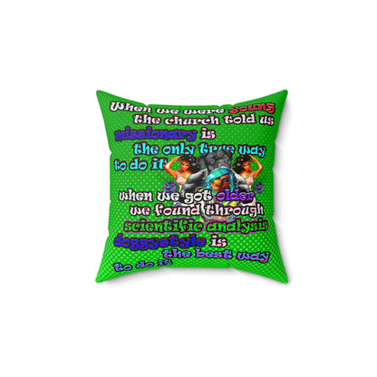 doggystyle - Spun Polyester Square Pillow - (logo green)