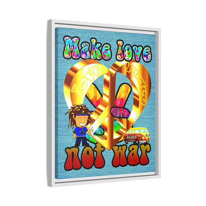 love peace - framed canvas art (faded blue)