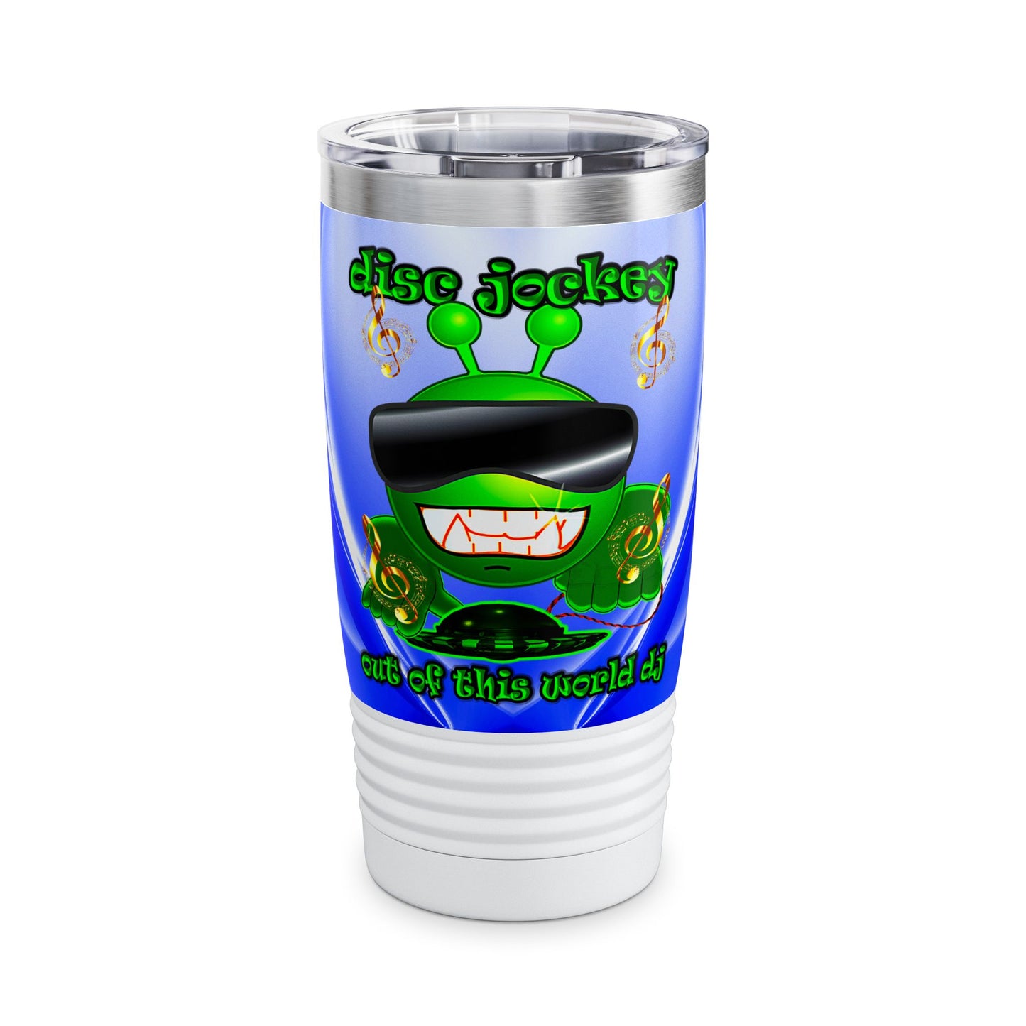 disc jockey - Ringneck Tumbler, 20oz (blue-white wave)