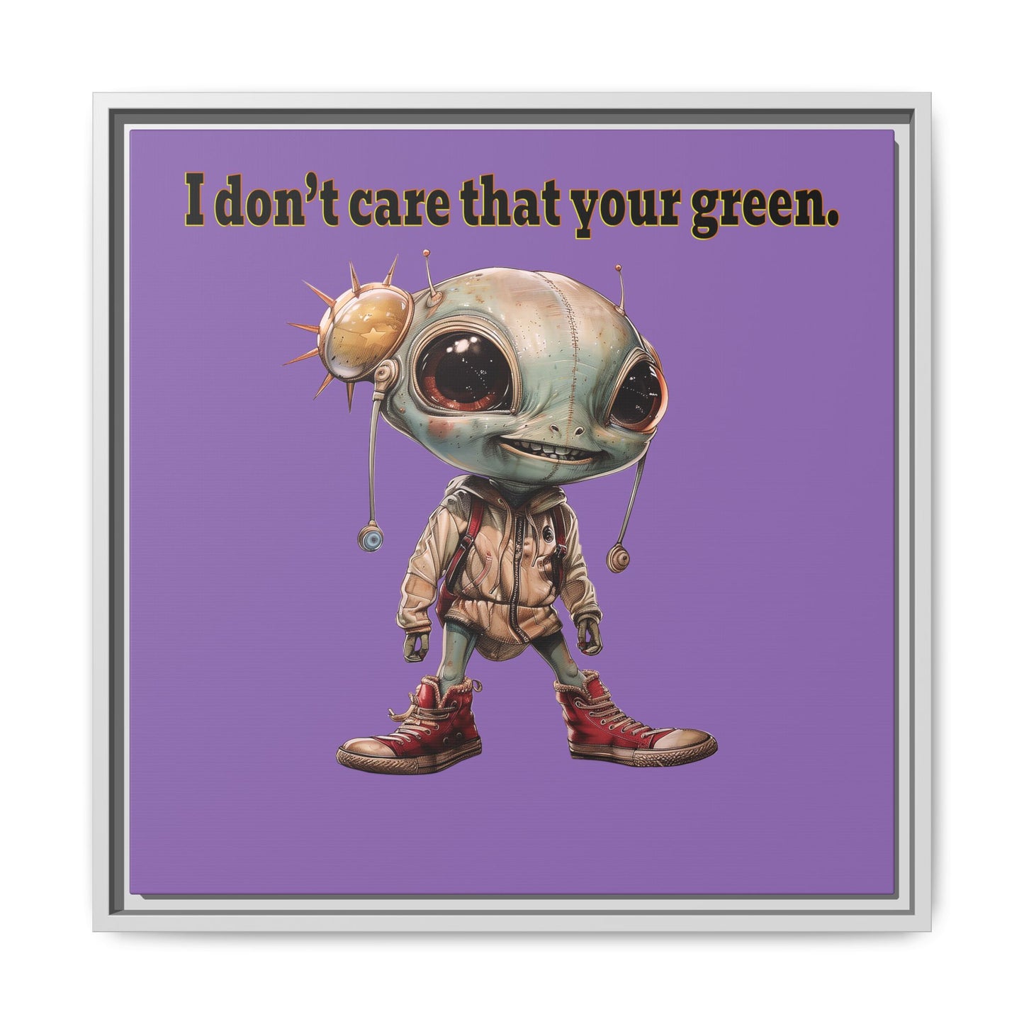 I don't care that your green - framed canvas art (light purple)