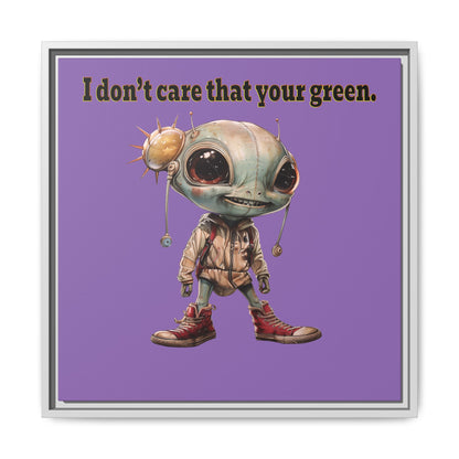 I don't care that your green - framed canvas art (light purple)