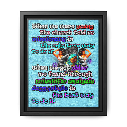 doggystyle - framed canvas art (faded blue)