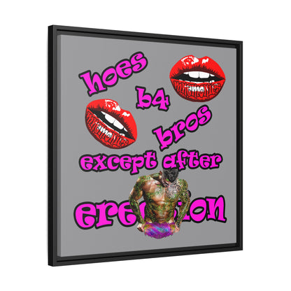 hoes b4 bros - framed canvas art (grey)