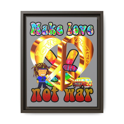 love peace - framed canvas art (grey)
