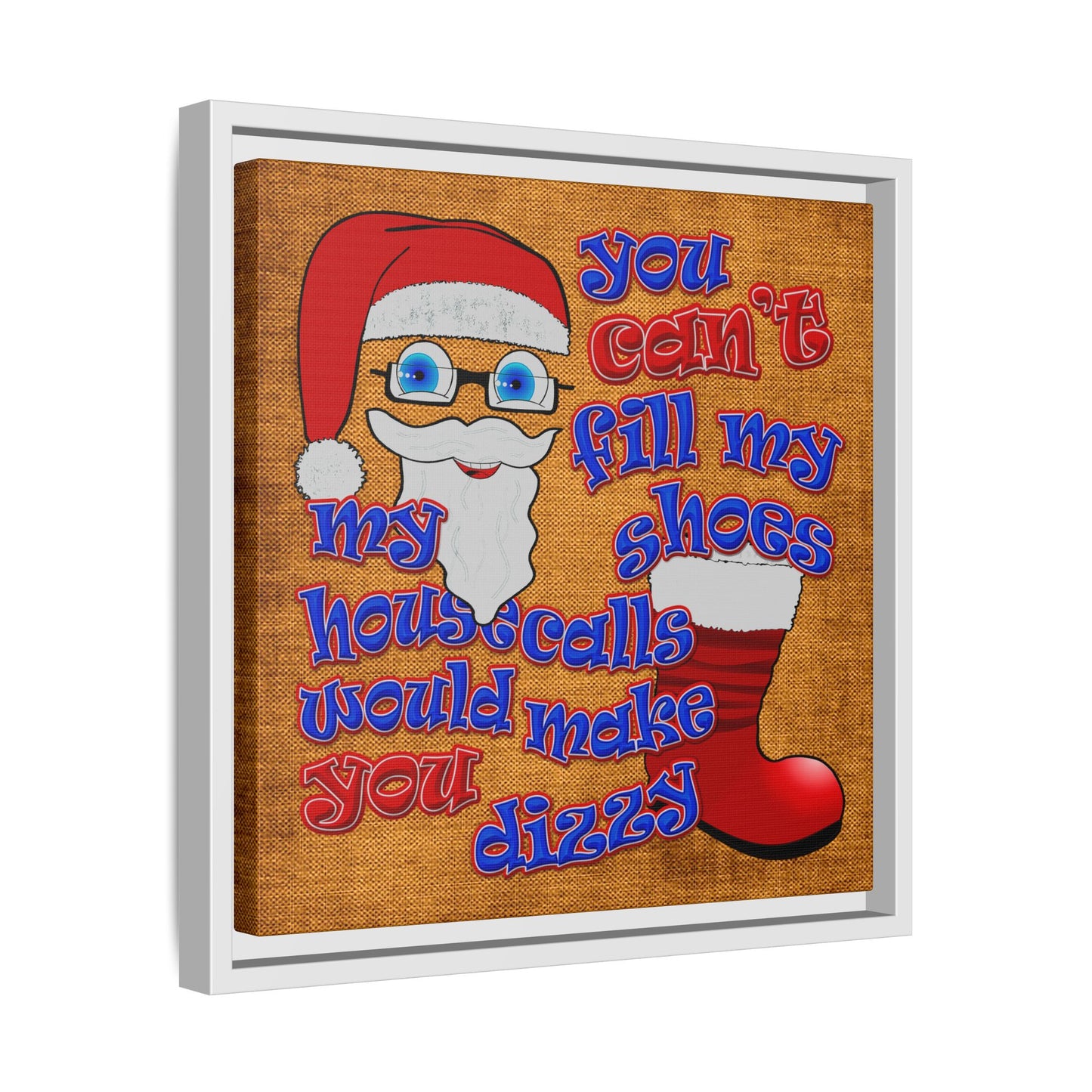 santa's shoes - framed canvas art (brown papyrus)