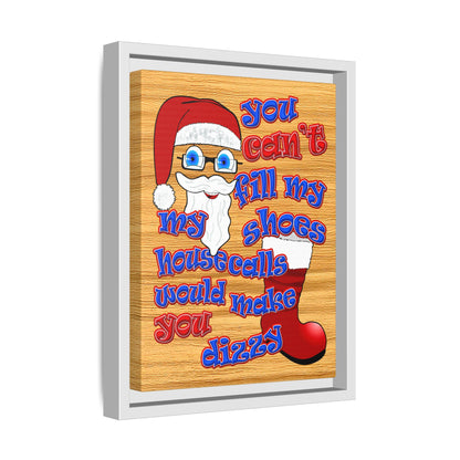 santa's shoes - framed canvas art (butterscotch wood finish)