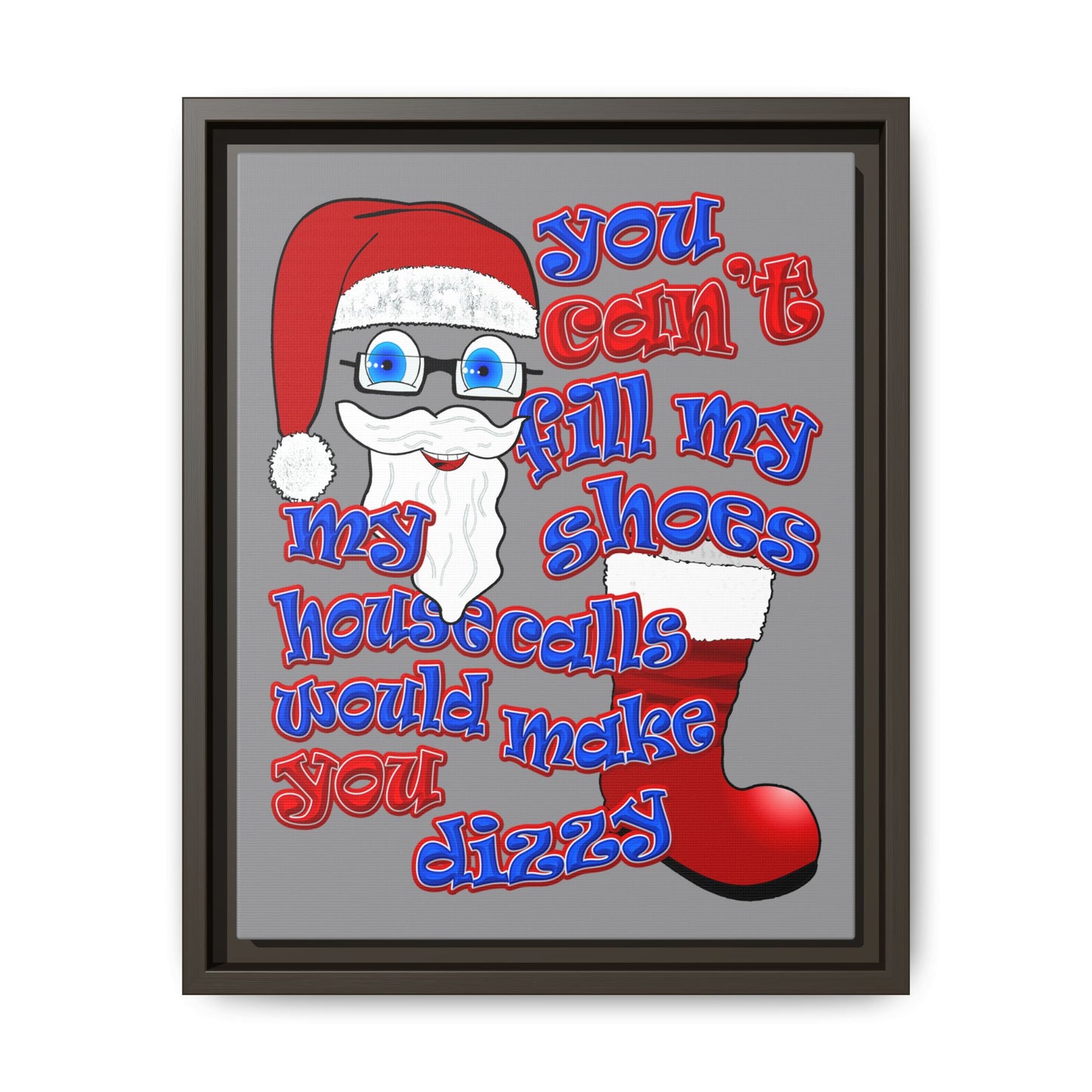 santa's shoes - framed canvas art (grey)