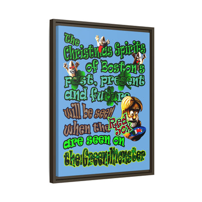 christmas spirits of boston - framed canvas art (light blue)