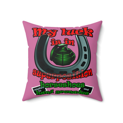my luck - Faux Suede Square Pillow - (light pink)