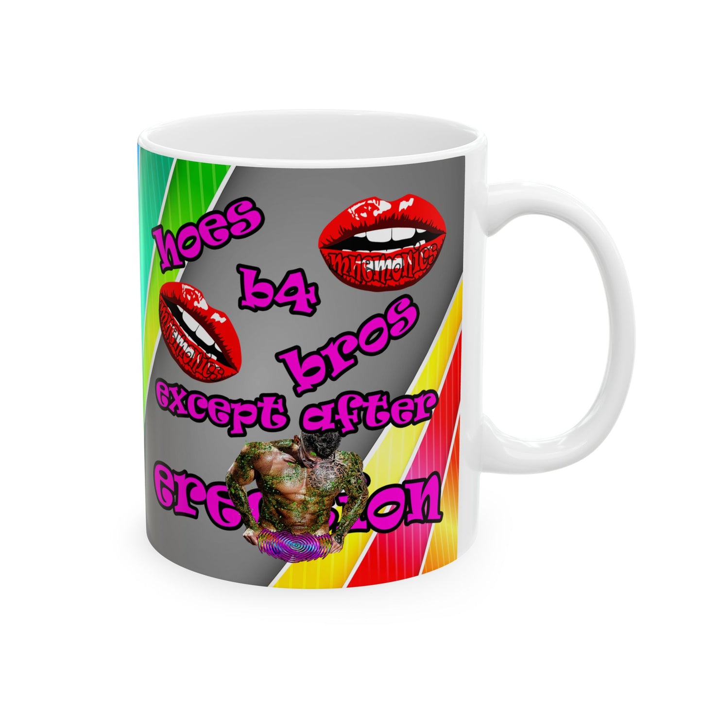 hoes b4 bros - White Mug (rainbow split)