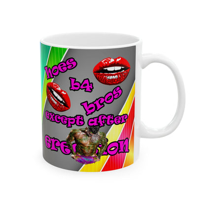 hoes b4 bros - White Mug (rainbow split)