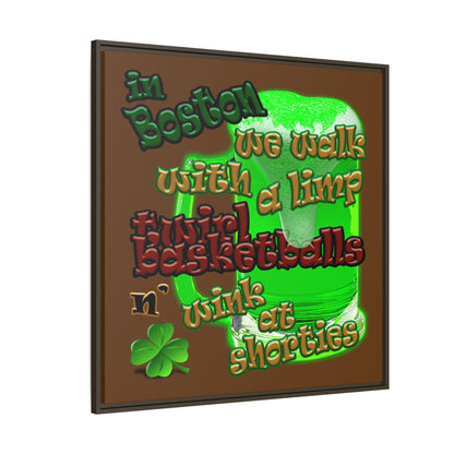 celtics logo - framed canvas art (brown)
