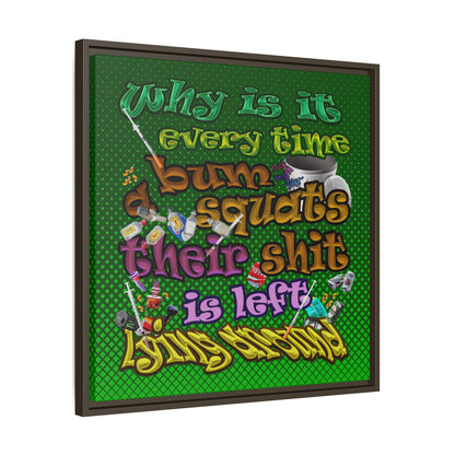 the bum's shit - framed canvas art (logo green)