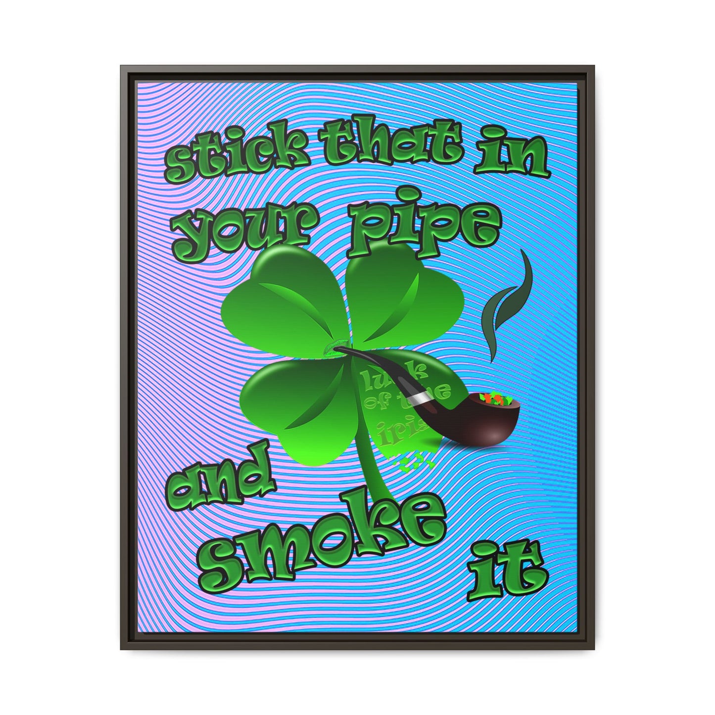 stick that in your pipe and smoke it - framed canvas art (light blue-purple wave)