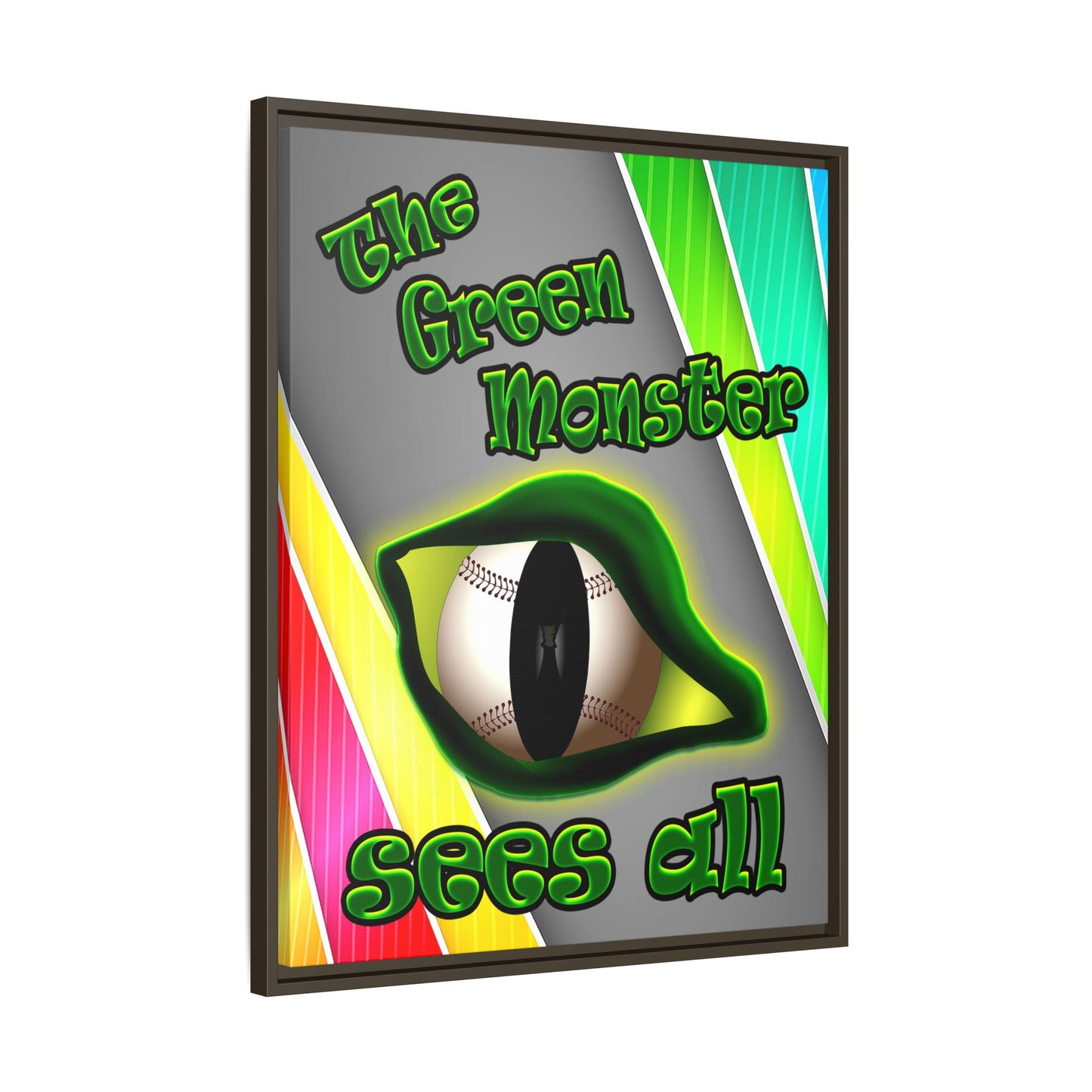 green monster - framed canvas art (rainbow split)