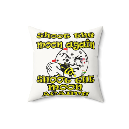 shoot the moon again - Faux Suede Square Pillow - (white)