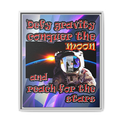 defy conquer reach - framed canvas art (grey-pink wave)