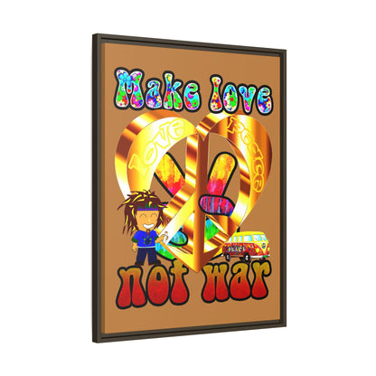 love peace - framed canvas art (light brown)