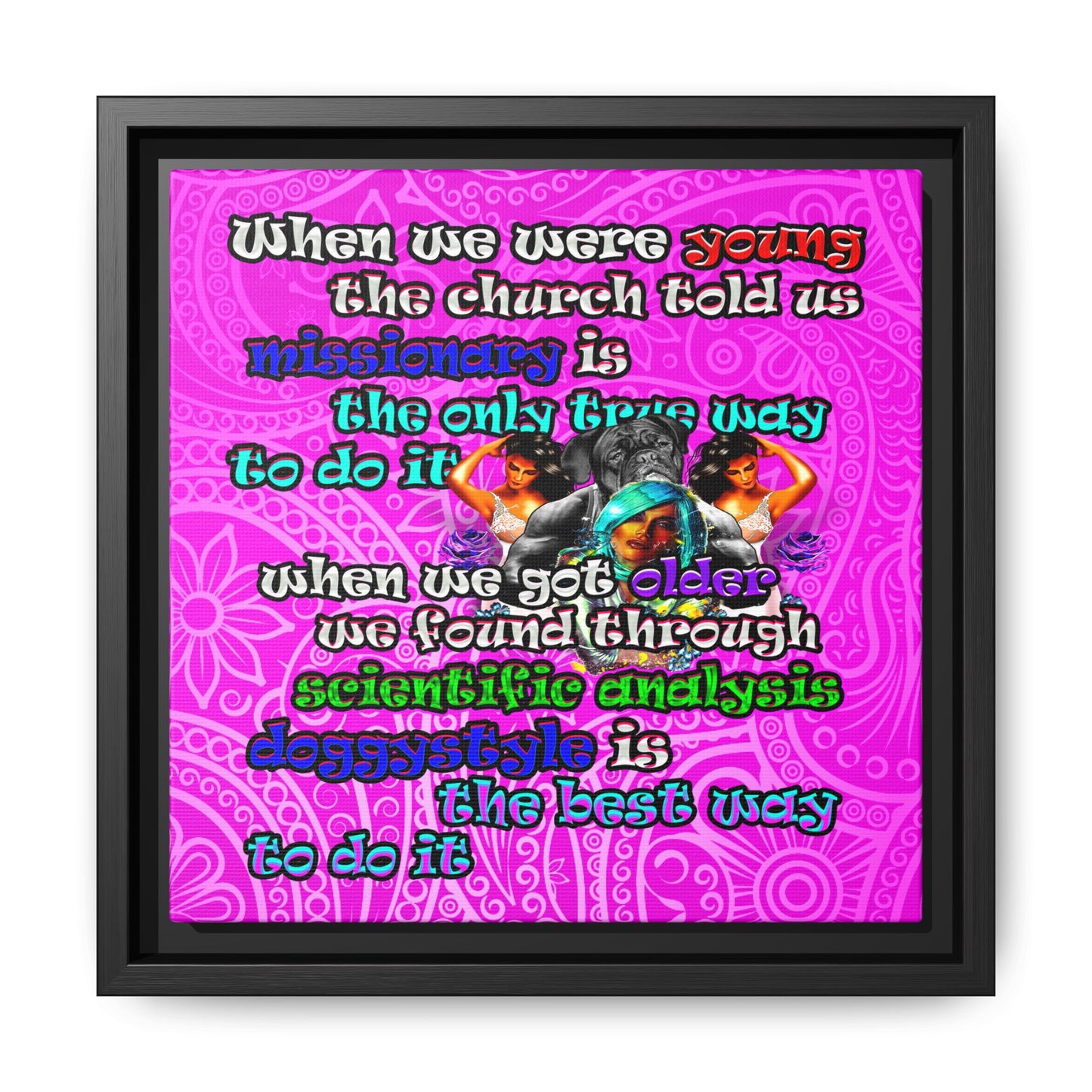 doggystyle - framed canvas art (pink swirl)