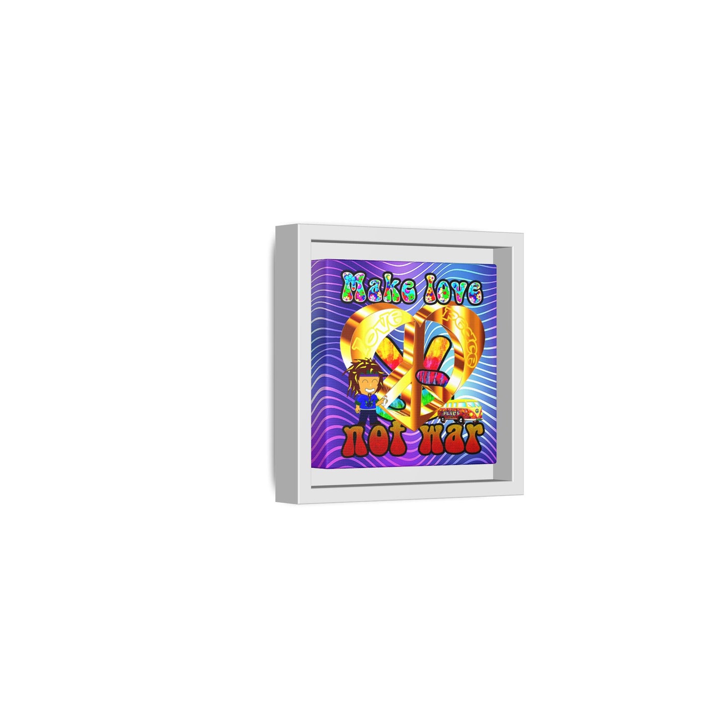 love peace - framed canvas art (purple wave)