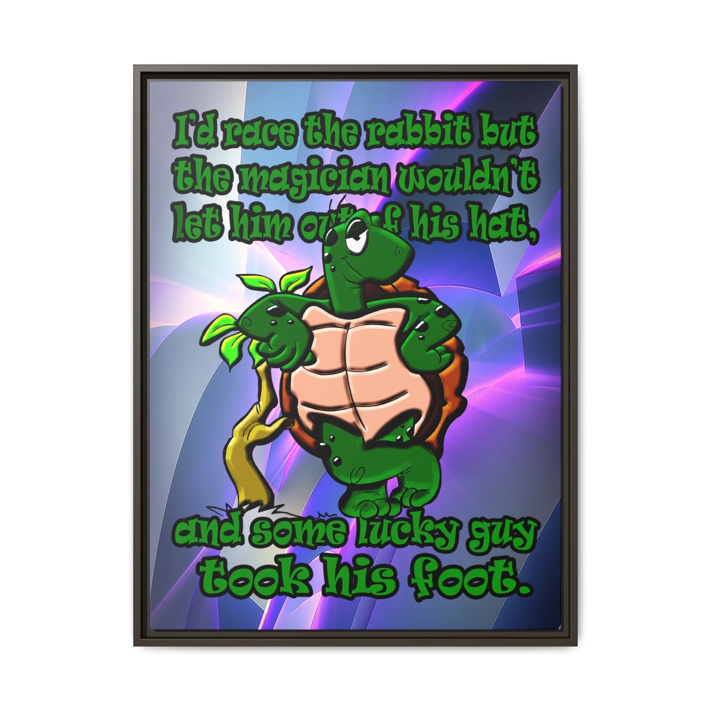 turtle race - framed canvas art (grey-pink wave)