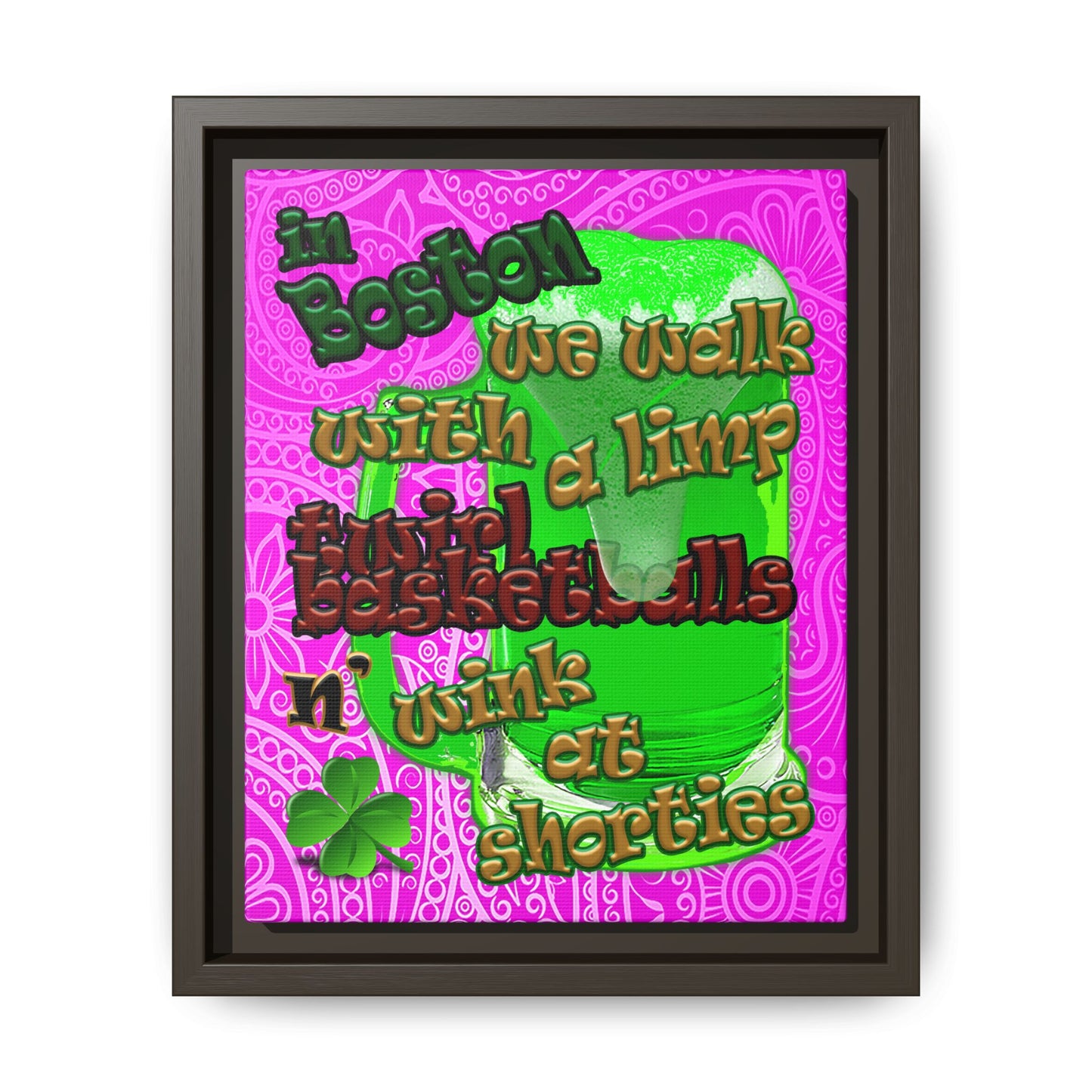 celtics logo - framed canvas art (pink swirl)
